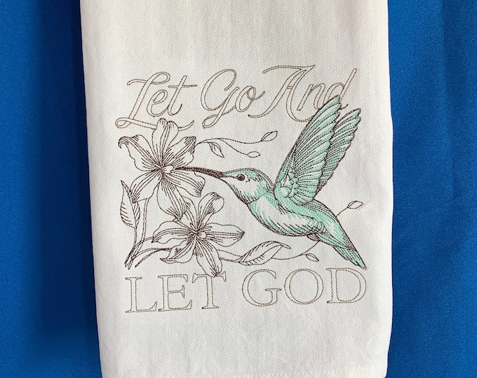 Spiritual Saying Kitchen Towel, Hummingbird Melody Embroidered Towel, Home Decor Dish Towel, Hummingbird Lover Embroidered Gift