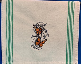 Monarch Butterfly Baroque Kitchen Towel: Vibrant Colors, Absorbent Cotton for Butterfly Lovers