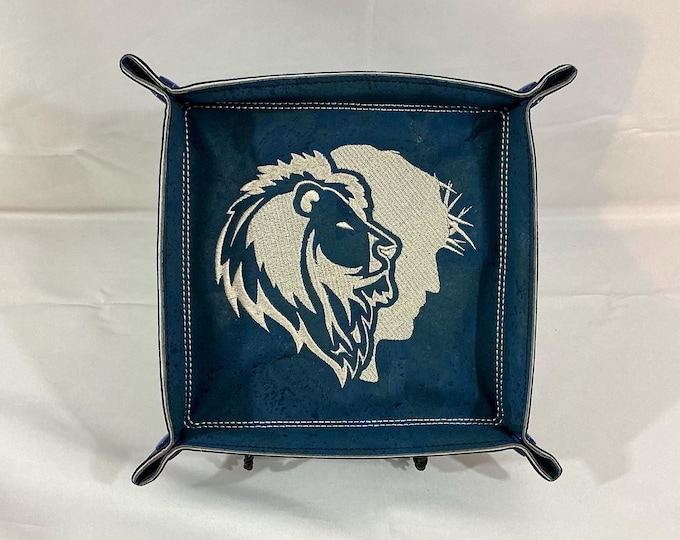 Faith Inspired Large Travel Organizer: Jesus and the Lion of Judah - Navy Faux Leather & Cork
