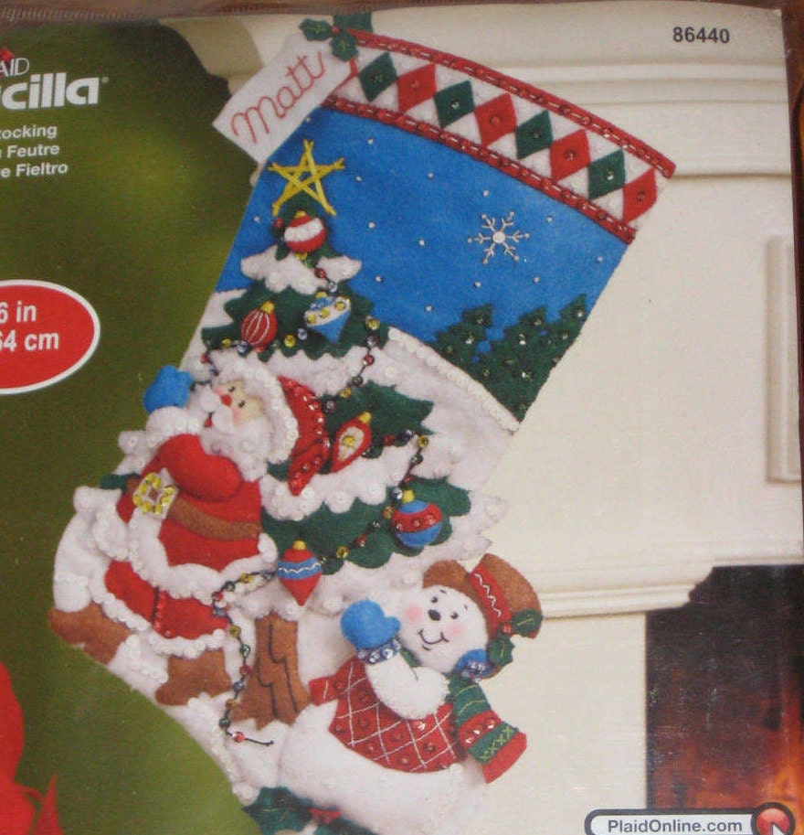 Plaid Bucilla Felt Christmas Stocking Kit, Stocking Kit with Santa and  Frosty; Stocking; Christmas Stocking Kit, Bucilla Stocking, Stocking