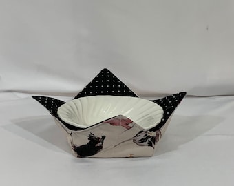 Yoga Posing Animals Microwave Bowl Cozy | Medium Bowl-10" Top-6" Bottom Diameters-Reversible, Free Shipping, Hot Pad-Ice Cream Cozy