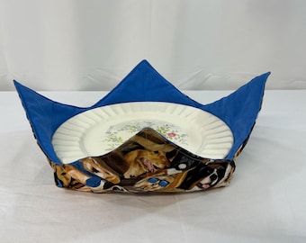 Dog Lover Gift: Puttin' On The Dog Microwavable Plate Cozy-Reversible Table Protector 10-11”, Ideal Kitchen Accessory