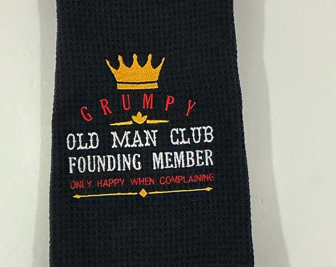 Grumpy Old Men Golf Towel: Black Microfiber Sports Towel with Carabiner
