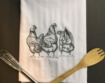 Chicken Butt Trio Embroidered Kitchen Towel - Funny and Sustainable Chicken Lover Gift,