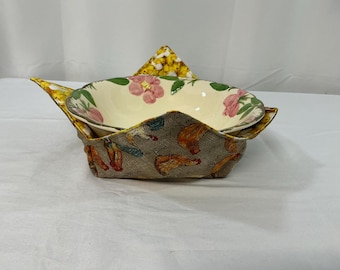 Chickens Microwave Large Bowl Cozy - Rockin' Chicks Kitchen Accessory, 8” Bottom & 10” Top-Must Have Kitchen Accessory