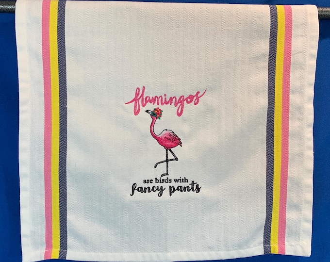 Fancy Pants Flamingo Kitchen Towel - Soft Cotton Dish Towel for Flamingo Lovers - Gift Box Included