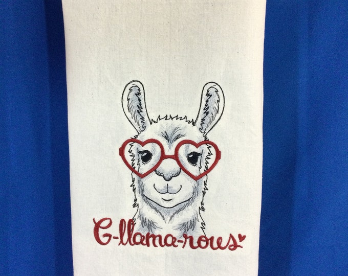 Kitchen Towel - Llama - G-Llama-rous, 18” x 28” FREE SHIPPING, Embroidered Towel-Back Hanging Tab-Llama Lover, Llam Dish Towel-Funny Saying