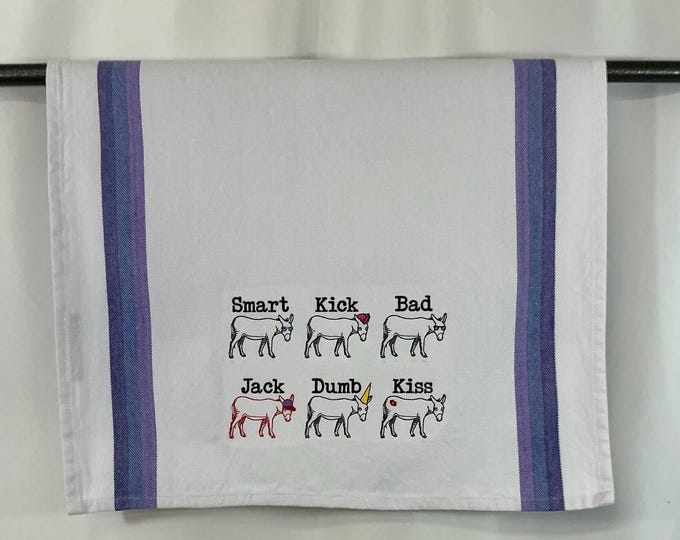 Smart Ass Donkey Kitchen Towel | Embroidered Home Decor | Unique Housewarming Gift