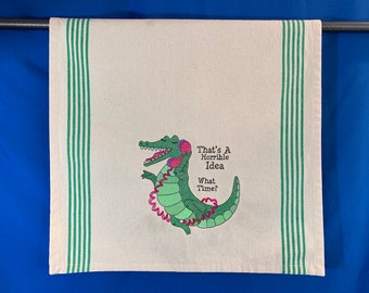 Quirky Alligator Kitchen Towel: 'The Insti-Gator' - Fun Decor & Gag Gift for Any Home