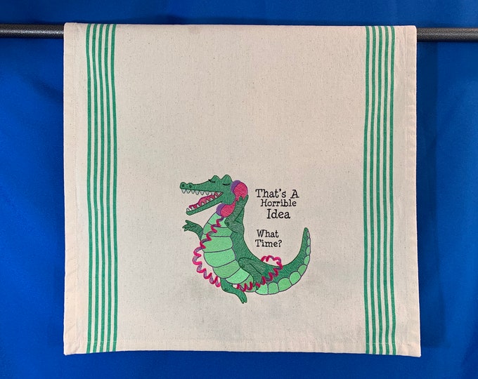 Quirky Alligator Kitchen Towel: 'The Insti-Gator' - Fun Decor & Gag Gift for Any Home