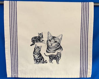 American Shorthair Cat Embroidered Kitchen Towel: Cat Lover Gift