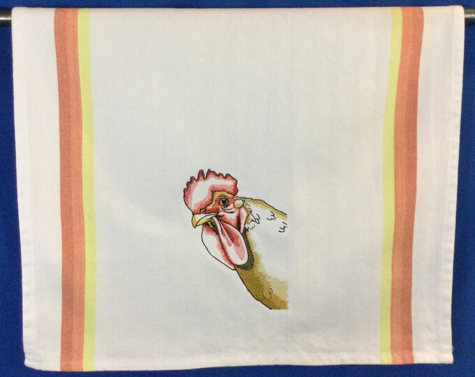 Kitchen Towel-Peeking Chicken, 28” x 20”, FREE SHIPPING, Funny Saying-Cotton Towel, Back Hanging Tab-Chicken Lover Towel