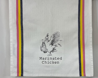 Marinated Chicken Embroidered Kitchen Towel - Funny Tea Towel with Gag Gift Saying, 26'' X 17'' - Perfect Housewarming & Kitchen Decor