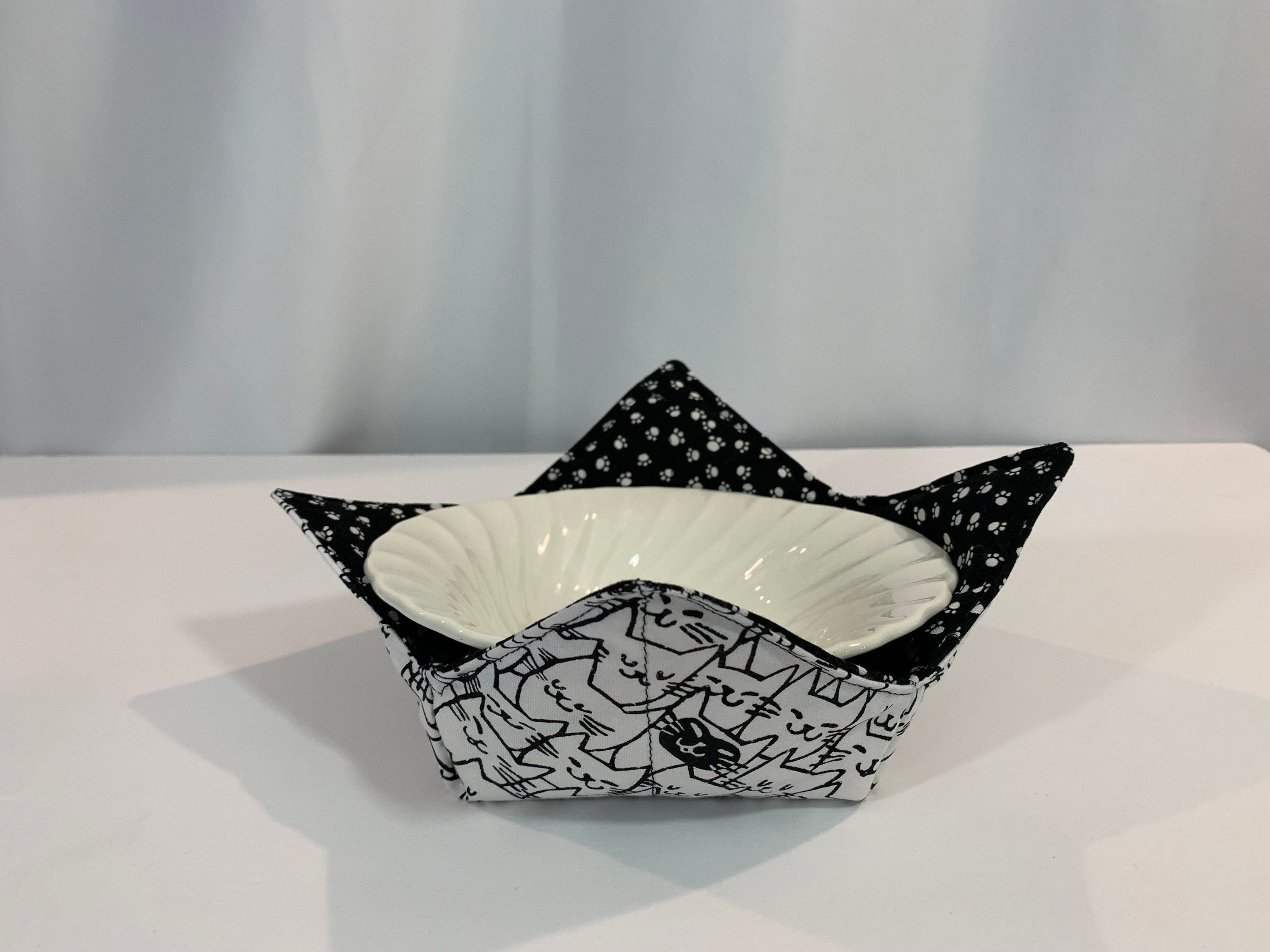 Microwave Bowl Cozy, Reversible Cozy, Hot Soup Bowl Holder