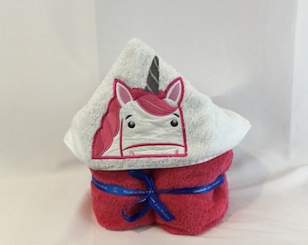 Unicorn Hooded Towel for Kids,  FREE SHIPPING, Full Size Plush Bath Towel; Bath Wrap -IPFG-000104