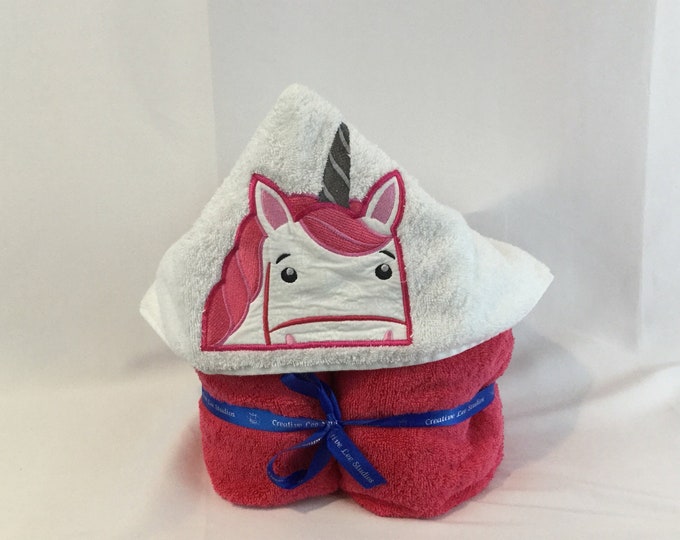 Unicorn Hooded Towel for Kids,  FREE SHIPPING, Full Size Plush Bath Towel; Bath Wrap -IPFG-000104