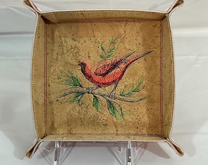 Unique Cardinal Jewelry Catchall Valet Tray: 6x6 Sq Large Stylish Jewelry Organizer for Home & Travel