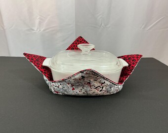 XLarge Doggie Lover and Paws Microwave Bowl Cozy-12" Bottom-16" Top Diameter, Senior Hot Bowl Holder-Ice Cream Cozy-Hot Pad-Reversible