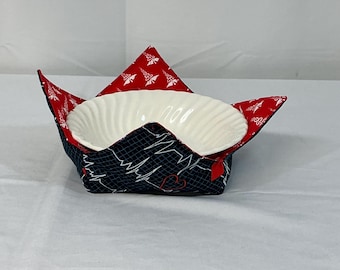 Heart Beat and Medical Caduceus Microwave Bowl Cozy- Medium - 6'' Bottom Diameter, Reversible, Leftovers