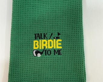 Golf Accessories: Funny Talk Birdie To Me Towel | Perfect Gift for Golf Lovers & Groomsmen