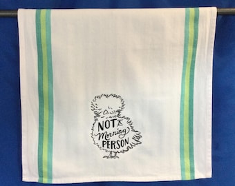 Embroidered Chicken Kitchen Towel: Funny "Not a Morning Person" Design