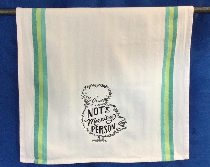 Embroidered Chicken Kitchen Towel: Funny "Not a Morning Person" Design