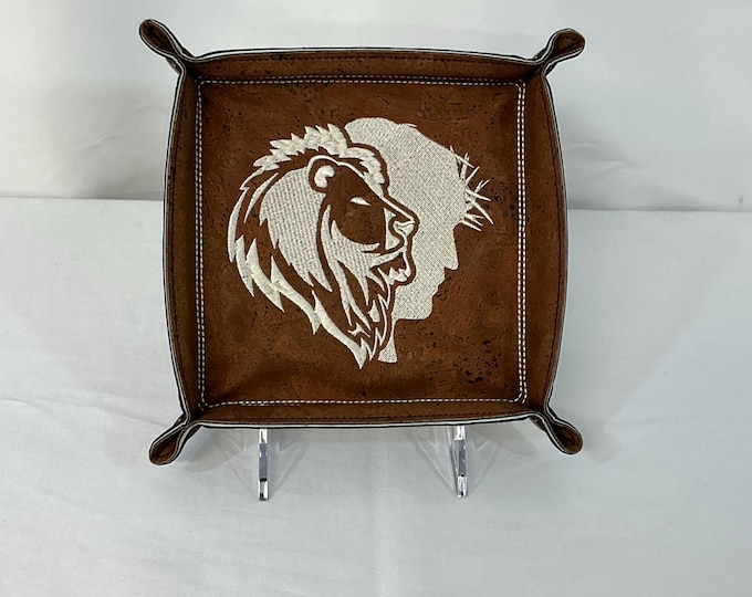 Jesus & Lion of Judah Faith Organizer - Medium Travel Tray, Dice and Jewelry Desk Organizer Gift