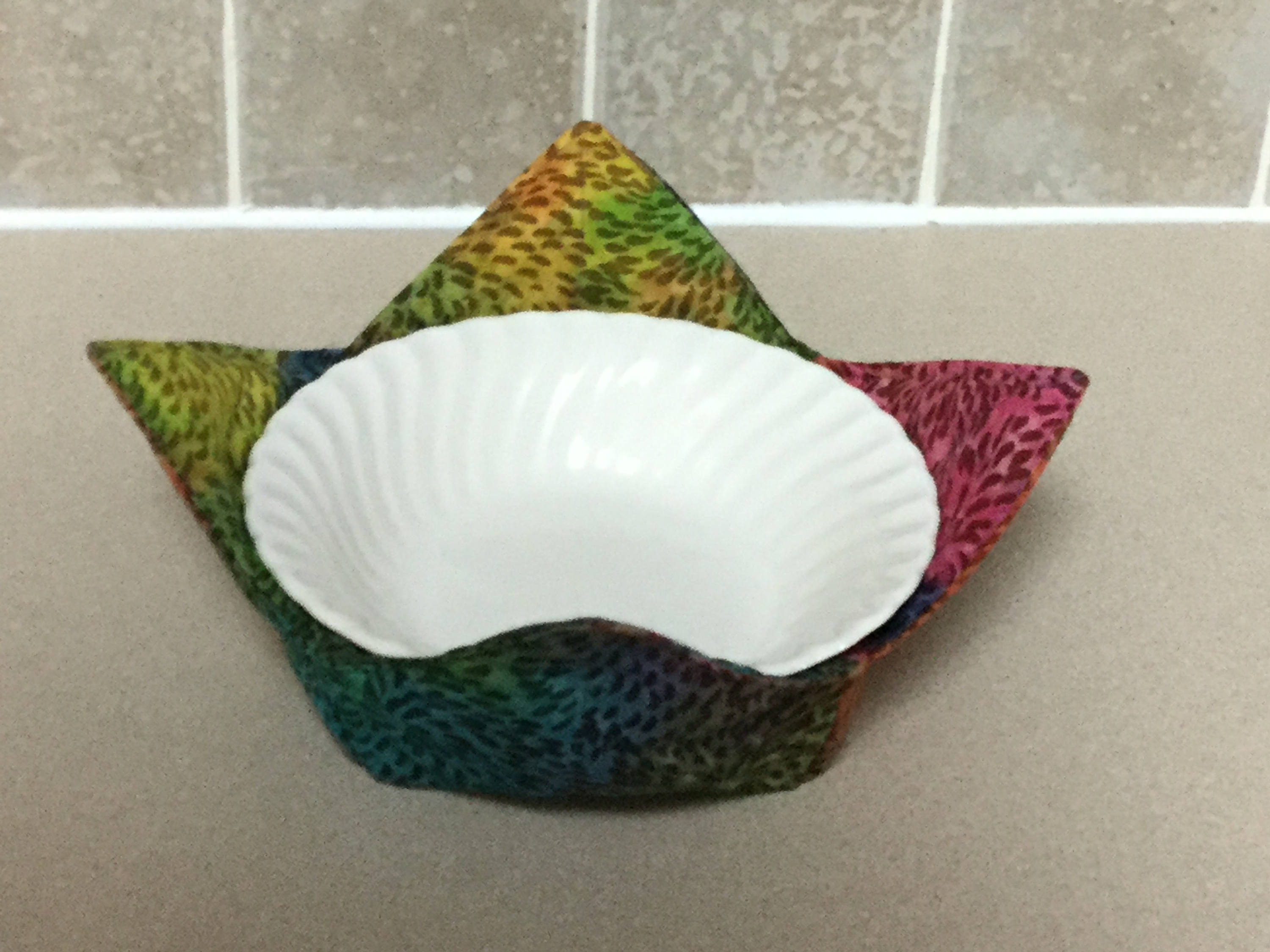 Microwave Bowl Cozy 6 Medium Blooming Color Flowers Batik Fabric