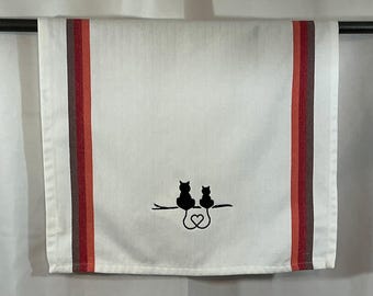 Purr-fectly Delightful Cat Heart Love Kitchen Towel, Funny Image, Cat Lover Towel, Ready-to-Gift, Home Decor Towel, Cat Dish Towel