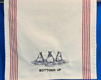 Kitchen Towel-Duck Trio - Bottoms Up - 18” x 28”, Duck Lover Towel, Funny Saying, 100% Cotton Towel, Back Hanging Tab