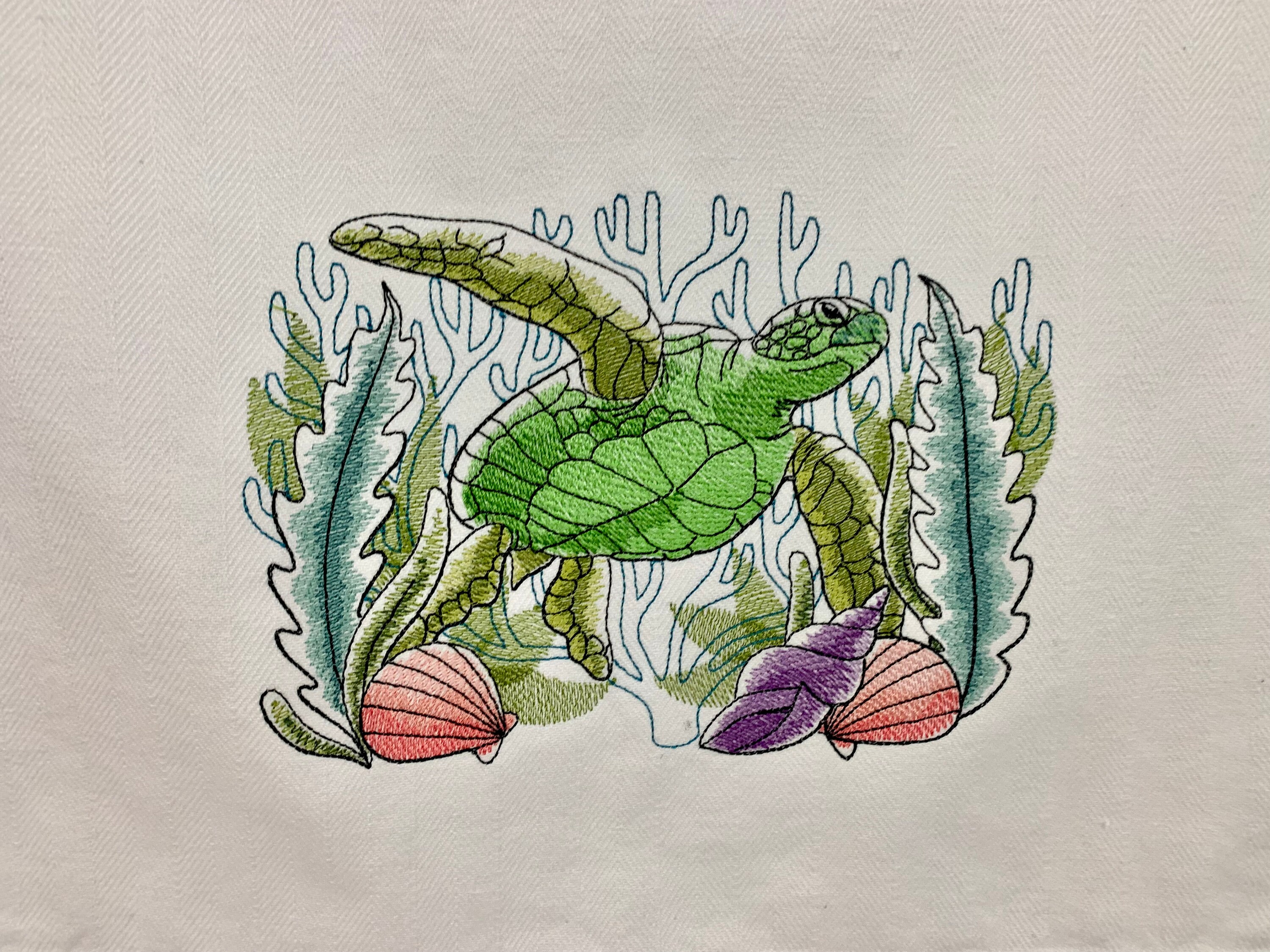 Embroidered Hand Towel Sea Turtle. Beautifully Detailed Sea Turtle in –  Kellytwins