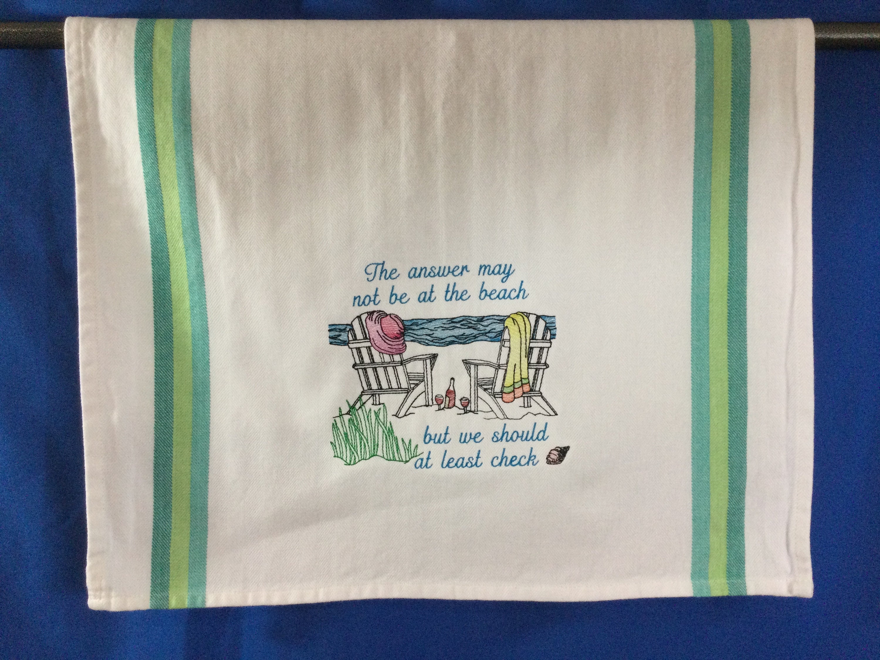 Kitchen Towel - Beach Theme Embroidery, Funny Image; Funny Saying-Free ...