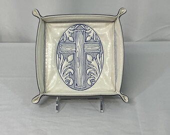 Desert Blooms Medium Catchall Tray 6x6 Snapped, Religious Embroidered Travel Organizer or Christian Gift