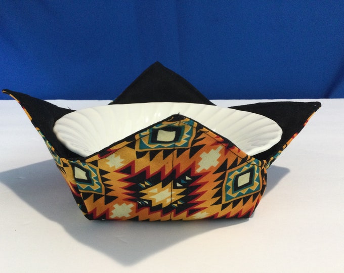 Southwest Frame of Mind Microwave Bowl Cozy, Medium Hot Pad-Ice Cream Cozy, College Dorm Cozy, House Warming Gift, Serving Bowl Cozy