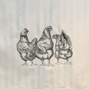 Chicken Butt Trio Embroidered Kitchen Towel - Funny and Sustainable Chicken Lover Gift,