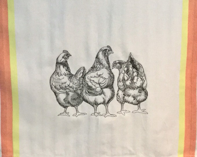 Chicken Butt Trio Embroidered Kitchen Towel - Funny and Sustainable Chicken Lover Gift,