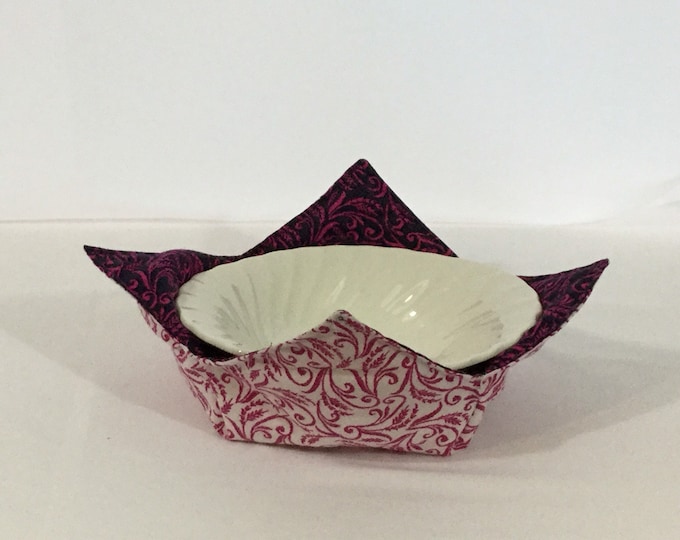 Medium Double Wheat Microwave Bowl Cozy-measuring 10" top - 6" Bottom Diameters, Salad Bowl Size-Reversable-Inexpensive Gift-Hot Bowl Pad