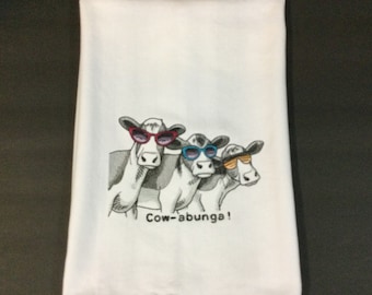 Cow-abunga! Funny Cow Kitchen Towel | 100% Cotton, Soft & Absorbent | Perfect Gift with Gift Box | Kitchen Decor  | Cow Dish Towel, Gag Gift