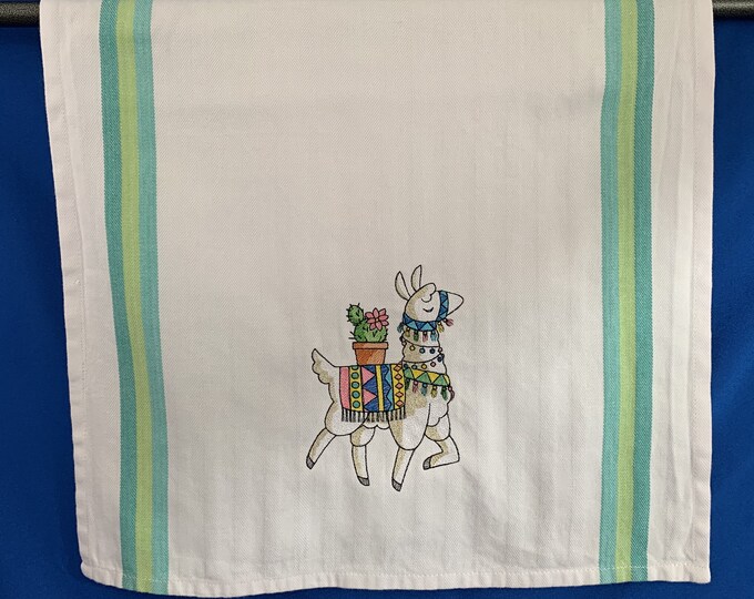 Funny Embroidered Llama of Happiness Tea Towel | Perfect Gift for Llama Lovers, Moms & Friends