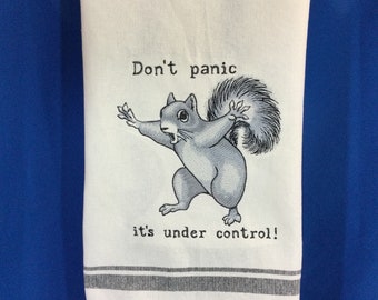 Embroidered Squirrel Kitchen Towel: Funny Gag Gift