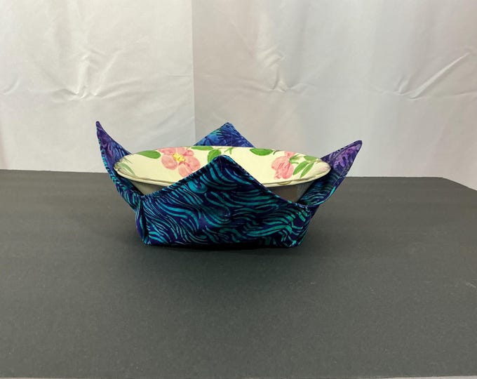Large Tie Dye Tropical Beat Microwave Bowl Cozy-8'' Bottom-11" Top Diameters, College Dorm Hot Pad-Ice Cream Cozy-Senior Hot Bowl Holder