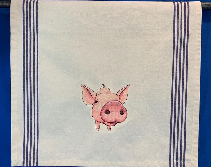 Embroidered Nosey Pig Kitchen Towel - Whimsical Gift for Kitchen Decor Lovers