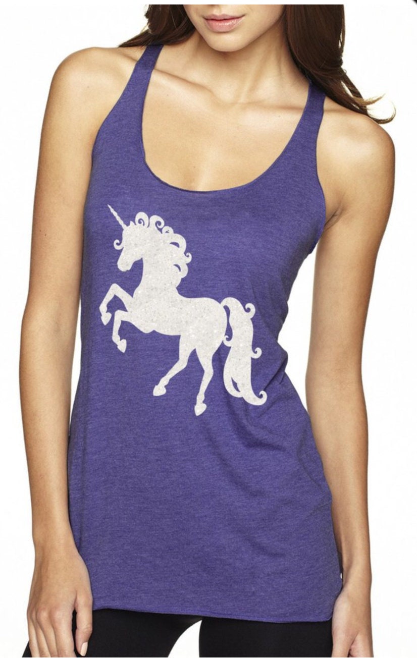 Glitter unicorn shirt tank top | Etsy