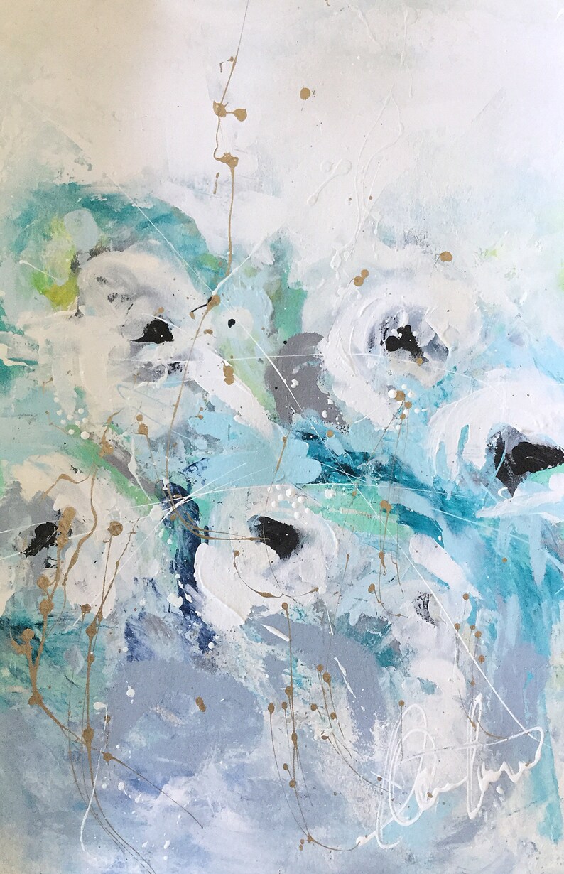 Abstract Floral Painting Original Art Ikouart Isabelle Etsy