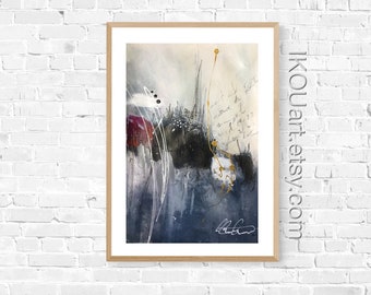 Abstract painting, original art, Ikouart Isabelle Couture artist, heavy duty paper, 12 "x 18", wall art, contemporary art
