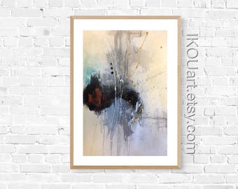Original abstract painting on paper, original art, Ikouart, Isabelle Couture artiste, wall decor, 12"x18", wall art, raw art, gift