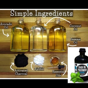 Black Oil Mouthwash for Oil Pulling w/ Powerful Xylitol & Activated Charcoal. 3 Sweet + Delicious Flavors! image 1