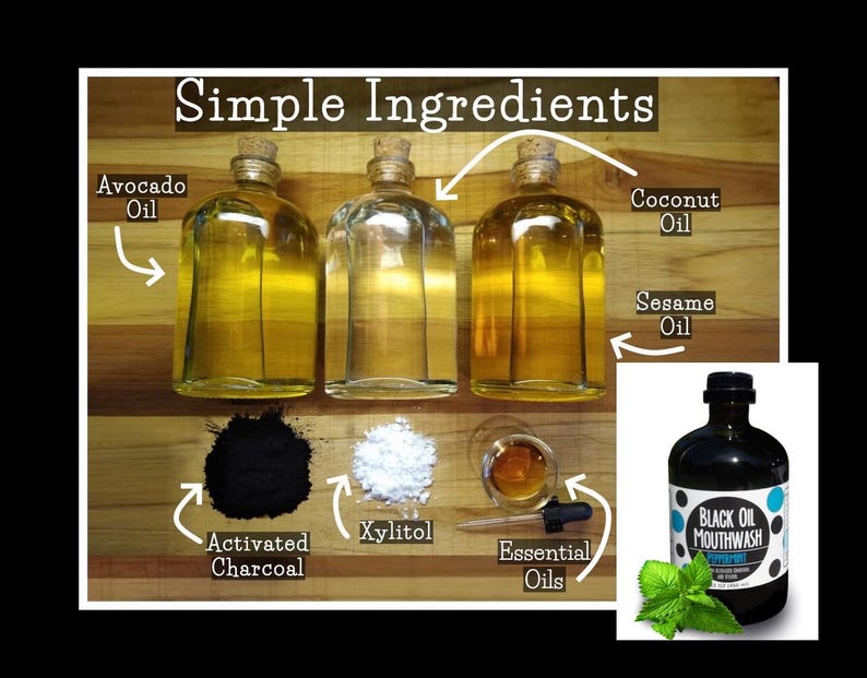 Black Oil Mouthwash for Oil Pulling w/ Powerful Xylitol & Activated Charcoal. 3 Sweet + Delicious Flavors! image 1