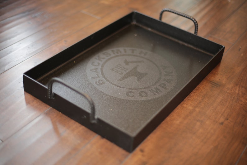 wood and metal tray