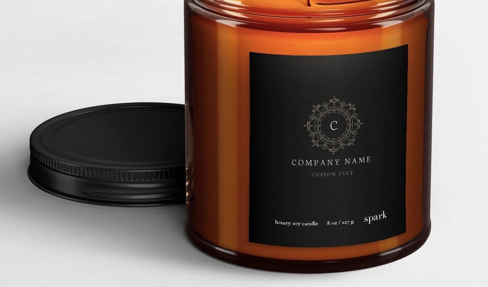 Custom Soy Candle Amber Glass Jar Black Metal Lid Black Etsy UK